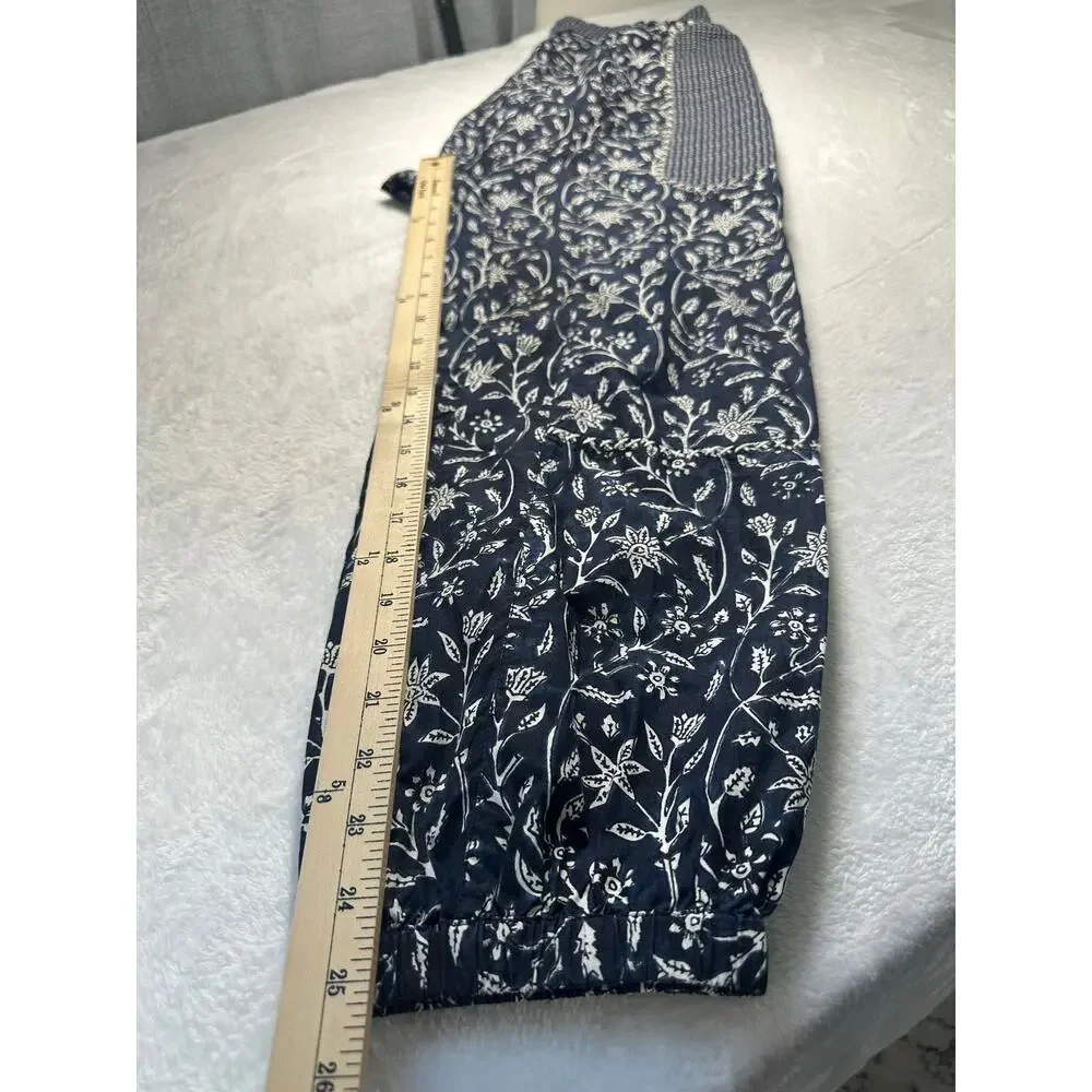 Ulla Johnson Suki Printed Harem Cotton‎ Pants Size 6 Navy Blue Mixed Floral EUC